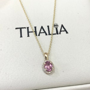 Pink Sapphire Necklace / Oval Natural Pink Sapphire Necklace / 14k Gold Pink Sapphire Necklace / Minimalist Pink Sapphire Necklace / for her