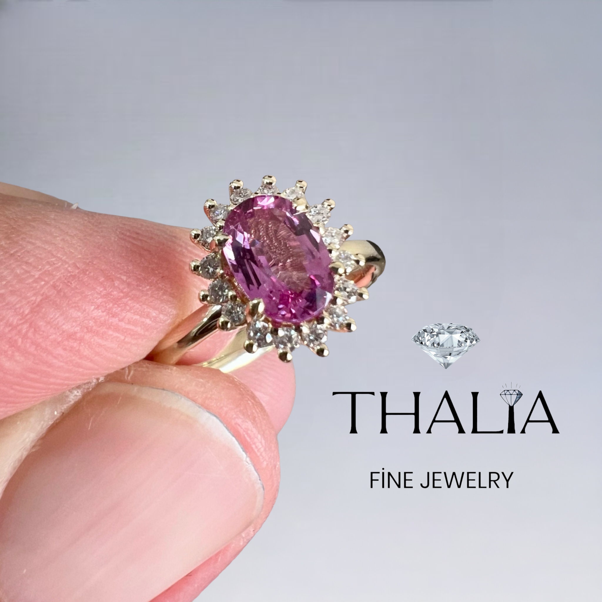 14k Gold or Platinum .14 ct tw Diamond and Genuine Pink Sapphire Antique  Style Ring Guard