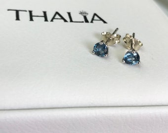 14K Solid Gold London Blue Topaz Earring,Blue Topaz Stud Earrings,Solid Gold14K Stud Earrings, London Blue Topaz Earrigs,Gold Earrings,