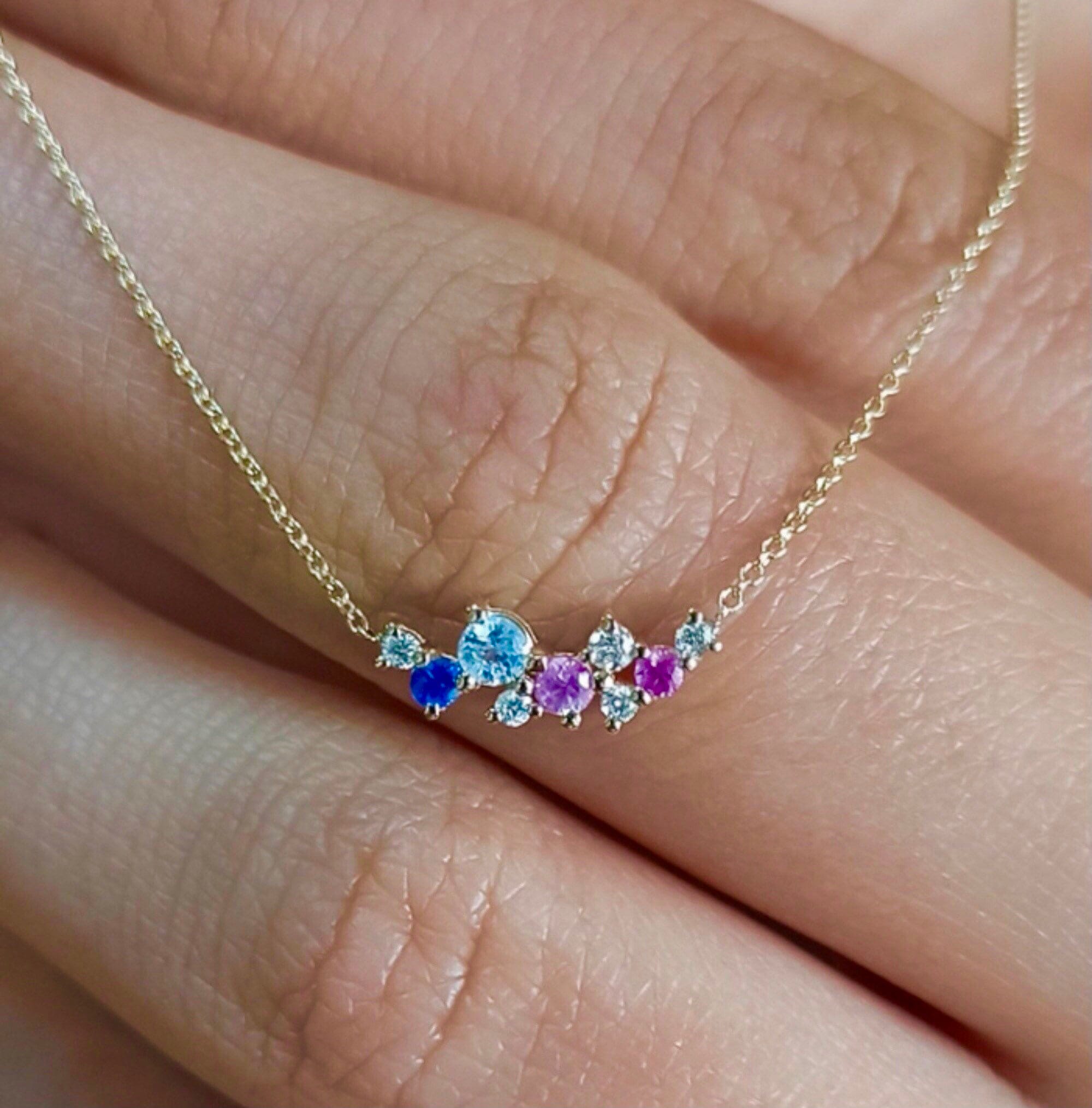 Gemstone cluster necklace sale