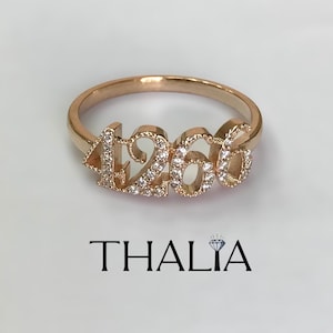 Anillo de fecha con diamantes, anillo de fecha de oro macizo de 14 k, anillo de cumpleaños con diamantes delicados, anillo minimalista, anillo de número de diamantes personalizado, anillo de fecha de nacimiento