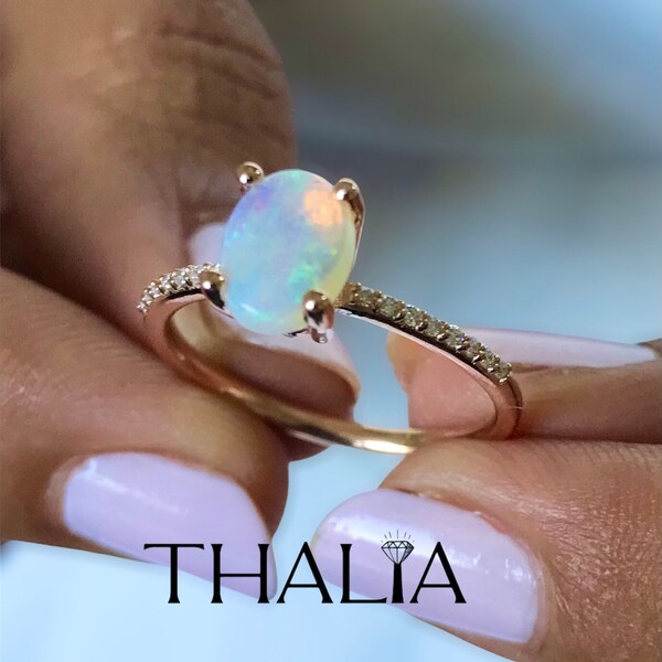 White Opal Ring - Etsy