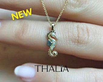 Seahorse Necklace,14K Gold,Diamond,Seahorse Necklace,Tiny Seahorse Necklace, Nautical Jewelry, Beach Lover Necklace, Seahorse Jewelry,