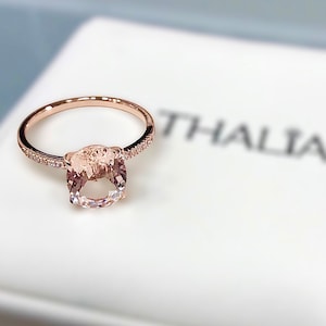 Oval Morganite Ring,14K-Gold ,Pink Morganite ,peach morganite Ring,Rose Gold Unique Engagement Ring,Naturel Morganite Ring, Diamond