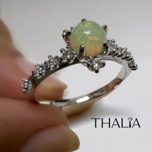 Opal Ring,14K Gold Opal Ring,Opal Engagement Ring,Rainbow Opal Ring,Opal JewelryWedding Ring,Solid Gold Anniversary Ring,Christmas Day Gift