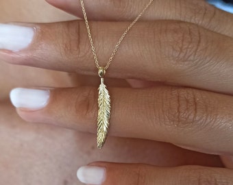 Feather Necklace14k Gold Feather 