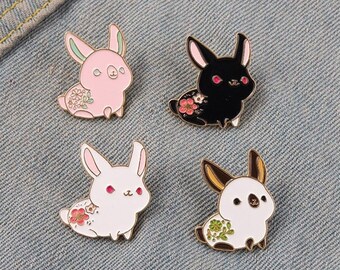 Enamel Rabbit Brooch - Etsy