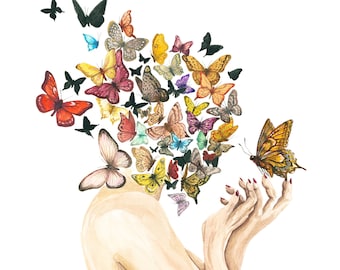 Impression d'art animalier esprit papillon, danse de la joie, transformation (8 x 10, 11 x 14, 13 x 19)