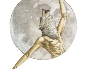 Impression aquarelle d'animal d'âme personnalisée, art de guide d'esprit