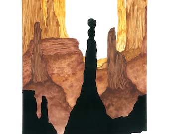 Red Rock #1 print, desert art print, watercolor desert, red rock painting, Utah painting