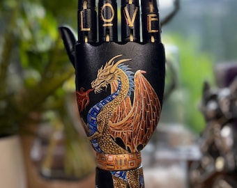 Art de chiromancie en bois personnalisable : décoration ésotérique