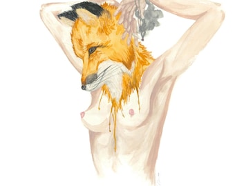 Impression d'art femme renarde, guide de l'esprit animal