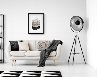 Paysage de montagne de l'Alaska encadré : aquarelle originale (21 x 29)