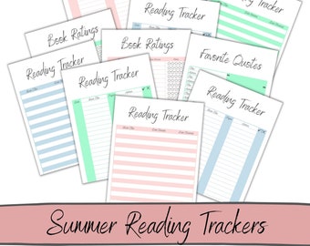 Summer Reading Tracker Printable, Kids Reading Log (PDF)