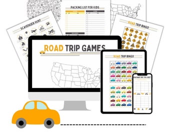 Road Trip Games and Planner: Kids and Couples Activity Pages (Digital Download)