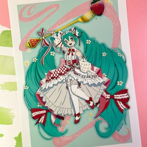 Strawberry Hatsune Miku A5 art print
