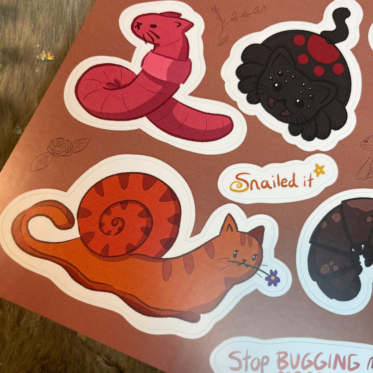 Cute Cat Insect Characters A5 Sticker Sheet version1 - Etsy