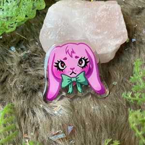 Pink Bunny Acrylic Badge