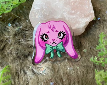 Pink Bunny Acrylic Badge