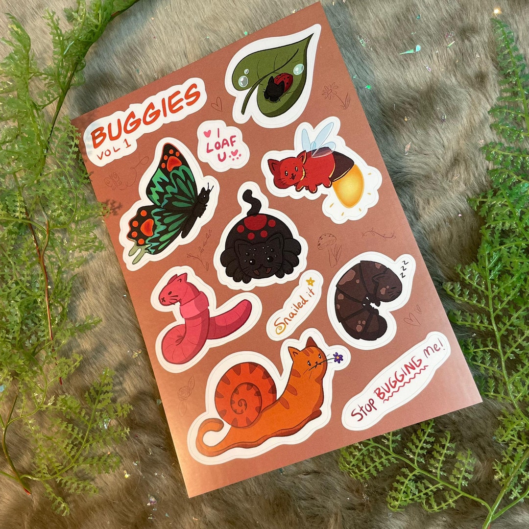 Cute Cat Insect Characters A5 Sticker Sheet (version1) - Etsy