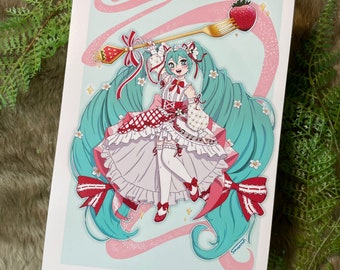Strawberry Hatsune Miku A5 art print