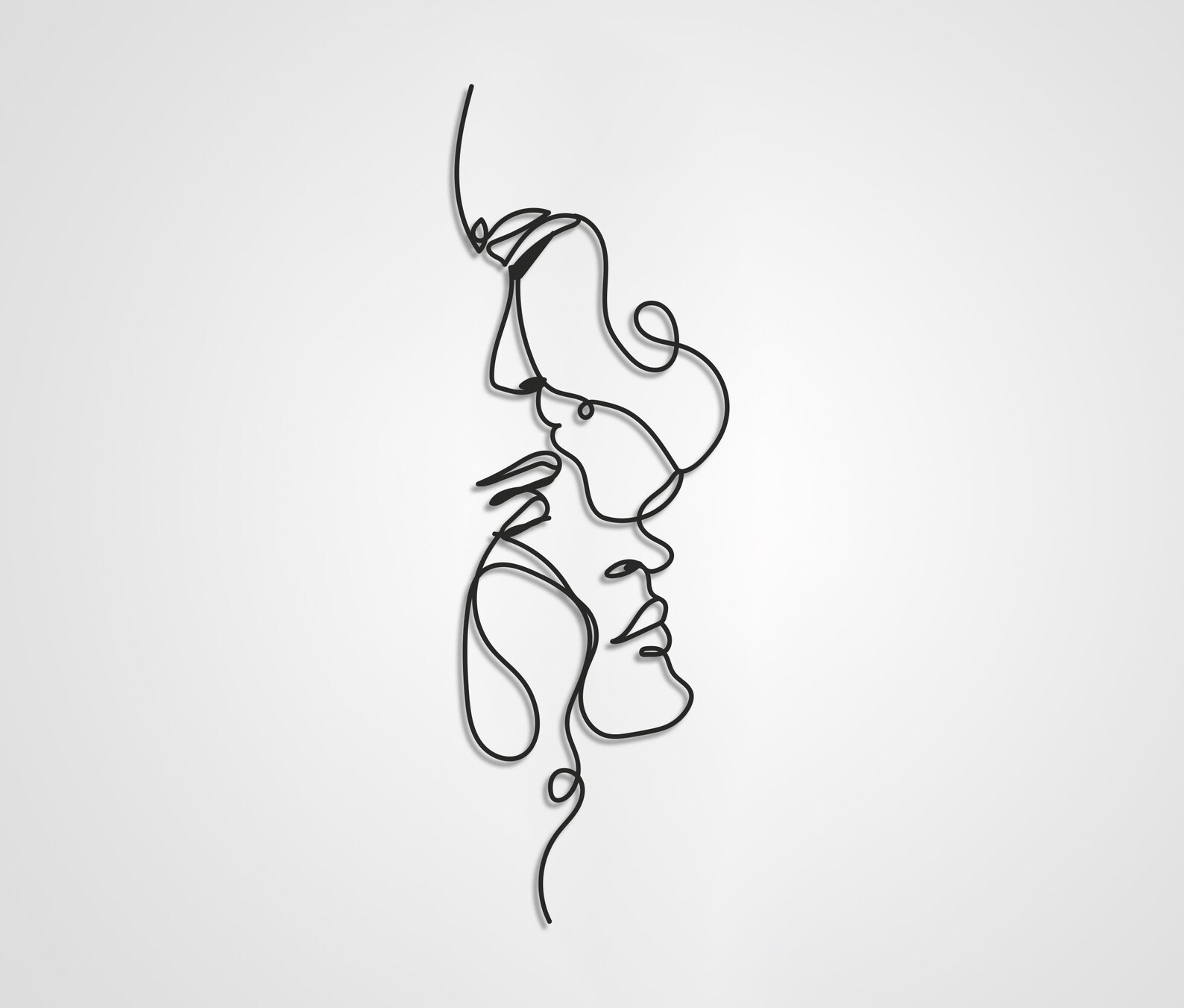 Line Wall Art 2 Faces Metal Wall Art Love Line Woman Line Etsy