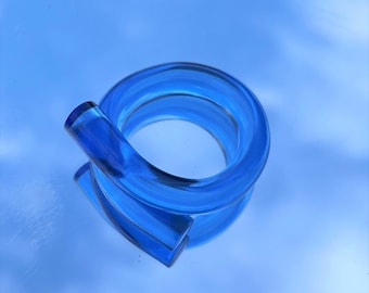 Statement Ringe in verschiedenen Farben aus Acrylglas-Harz transparent handgemacht-Schlaufe
