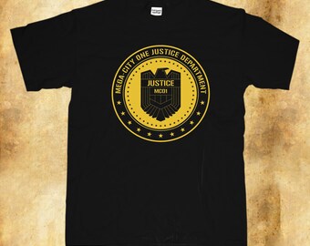 Urban Backwoods Mega City One Justice Dept Logo Men's T-Shirt – Premium Heavy Cotton Tee