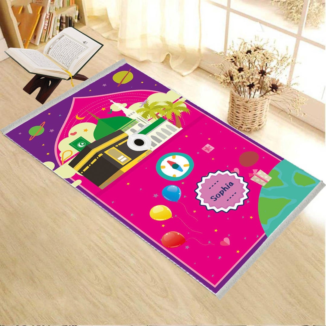 Kid Prayer Mat Eid Gift Prayer Rug Kaaba Prayer Rug Soft Etsy