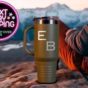 Personalized 40oz Tumbler with Handle & Straw, Birthday Gift, Custom Cup with logo, Teacher Gift, Custom Logo Tumbler, Gift For Her, Tumbler
