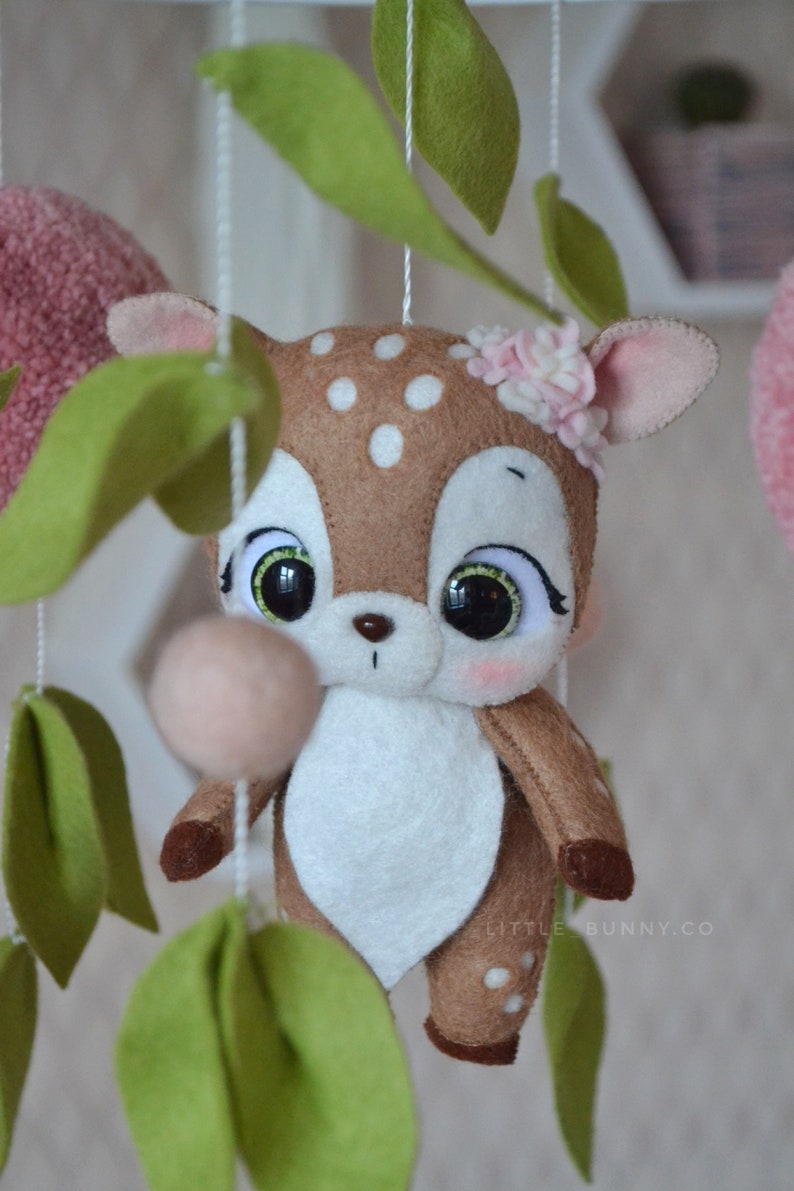 Woodland Baby Mobile for Girl Baby Mobile Deer Animal Baby Etsy