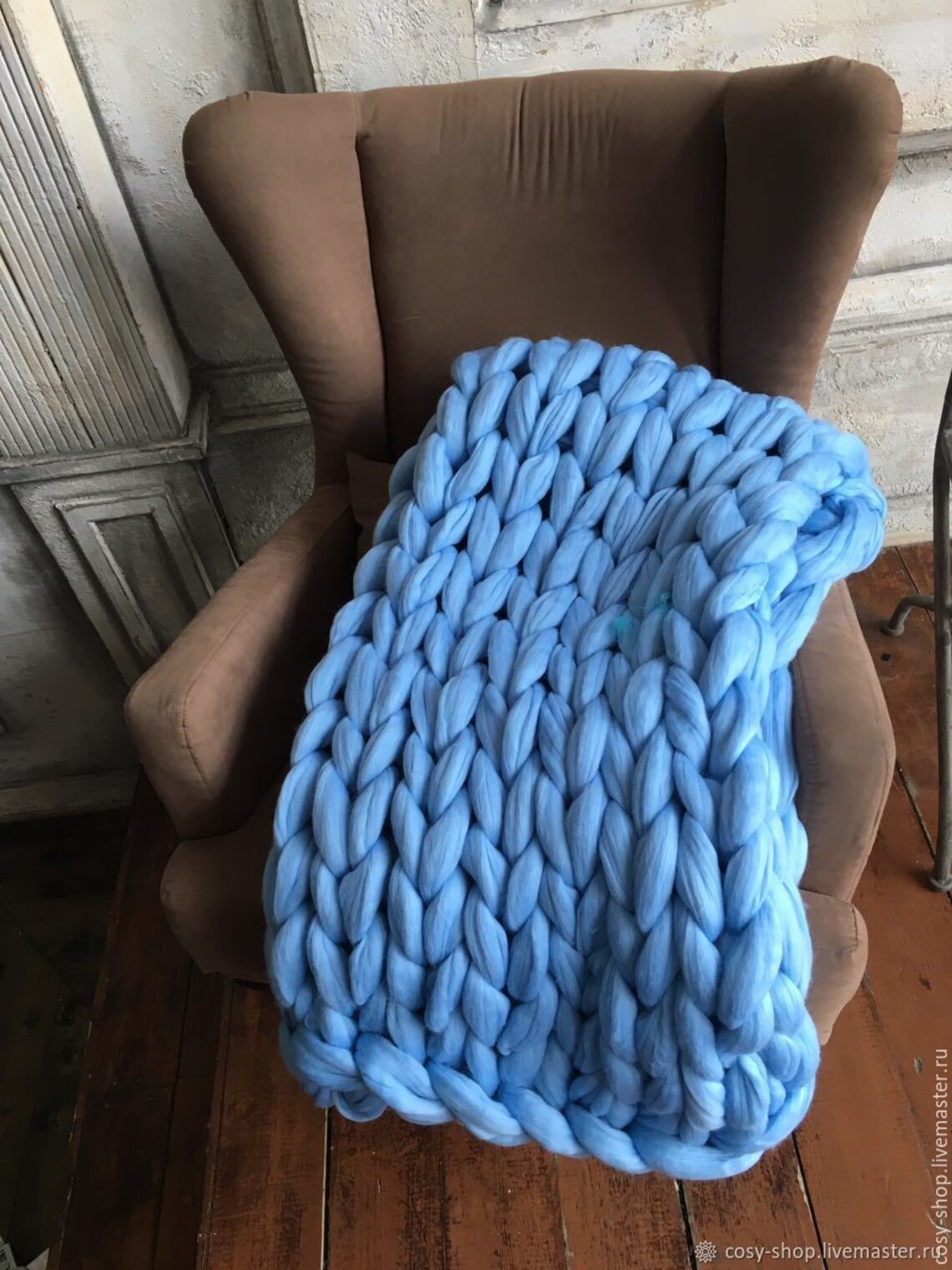 Pure wool blanket.Weighted blankets for adults.Arm knit Etsy