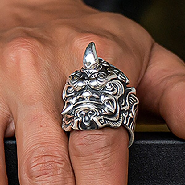 Anillo de plata de monstruo de cuerno de plata 925, anillo de monstruo, anillo de monstruo de unicornio, anillo de cuerno de plata, anillo de hombre