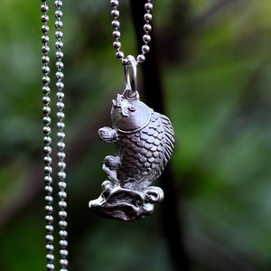 Lucky Fish Goldfish Necklace Pendant, Girls Sterling Silver Fish Jewelry Gift - Handmade Carp Pendant Set, Animal Necklace, Gift for Mom