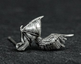 Sterling Silver Angel Devil Wing Stud Earrings: Minimalist Jewelry