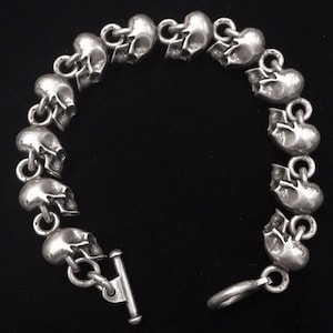 925 silver skull bracelet, skull jewelry, sterling silver skull bracelet, men&#39;s silver bracelet, gift for him