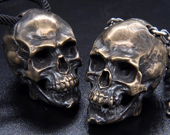 Skull pendant, skull necklace, silver skull, skull jewelry, gothic necklace, gift for boyfriend, gift for him-handmade