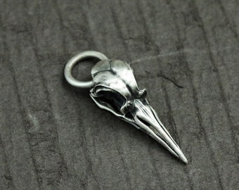 925 Silver Bird Skull Pendant Necklace - Gothic Animal Jewelry