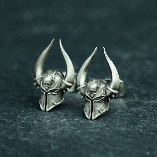 Warrior Mask 925 Sterling Silver Earrings, Spartan Mask Earrings, Medieval Armor Silver Jewelry - Handmade Gifts