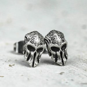 Men's Spartan Silver Earrings, Custom Spartan Helmet Earrings, Warrior Mask Jewelry, Gift for Him - Handmade Warrior Knight925SilverEarrings