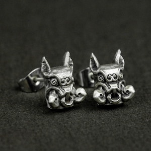 Totem wild boar, pig head earrings, sterling silver animal earrings gift, gift for men, totem symbol tribal culture wealth symbol