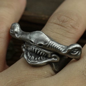 Hammerhead Shark 925 Silver Ring, Shark Ring, Animal Ring, Men&#39;s Jewelry-Craftsman made