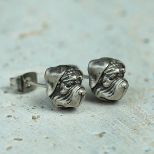 High Quality Shar Pei Earrings, Pet Dog Strong Animal Street Subculture Hip Hop Tattoo Style Handmade Jewelry Earrings 925 Sterling Silver