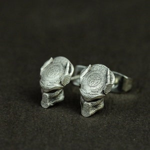 Invaders 925 Silver Earrings, Alien Mask Silver Earrings, Alien Warrior Decorative Gift Earrings - Handmade