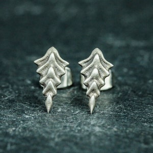 Simple dragon scale silver earrings, simple natural plant earrings, handmade dragon scale jewelry gift