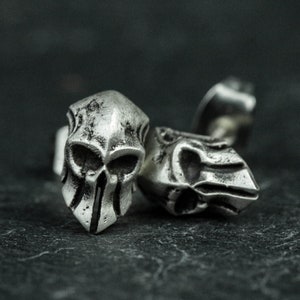 Ancient Greek Spartan helmet silver earrings, warrior mask earrings, gifts for him, knight earrings jewelry modern simple style personalized