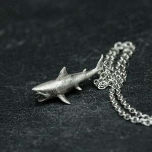 925 Sterling Silver Shark Pendant, Shark Necklace, Large Animal Pendant, Deep Sea Pendant, Personalized Gift, Gift for Her