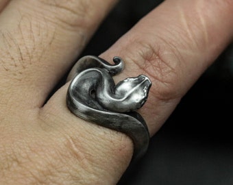 anillo de serpiente de plata esterlina, anillo de animal, anillo de serpiente, anillo boho, anillo gótico, regalo para él, regalo para ella