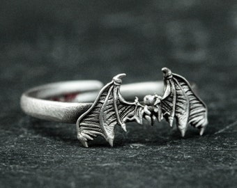 925 Sterling Silver Angel Devil Wings Ring, Devil Wings Couple Ring, Angel Wings Adjustable, Delicate Thumb Ring