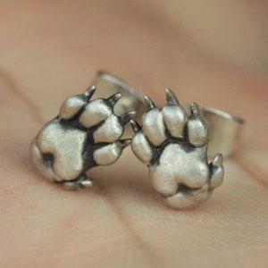 Sterling silver cat paw earrings, cat paw earrings, cat earrings, claw earrings, cute cat paws, gifts for her